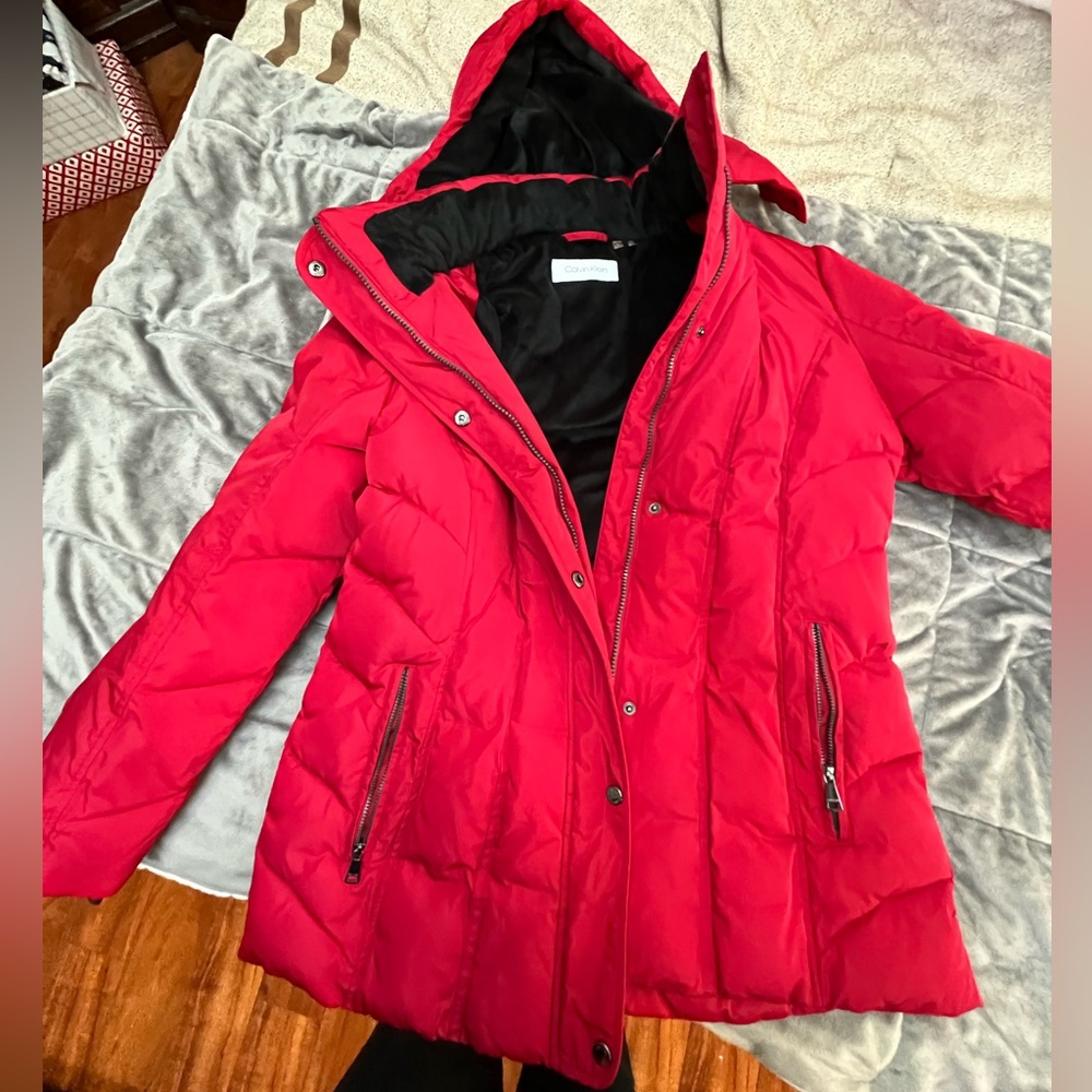 NWOT -red Calvin Klein coat